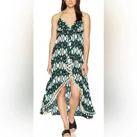 NWT | Coastal Blue | Halter Neck Tassel Trim Cover Up - Size 1X - Picture 7 of 8